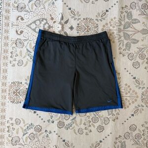 Nike Grey Mesh Shorts with Blue Trim Men’s Medium